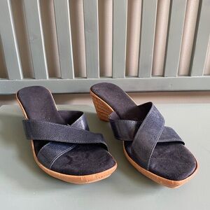 Italian Shoemakers Navy Wedge Sandals